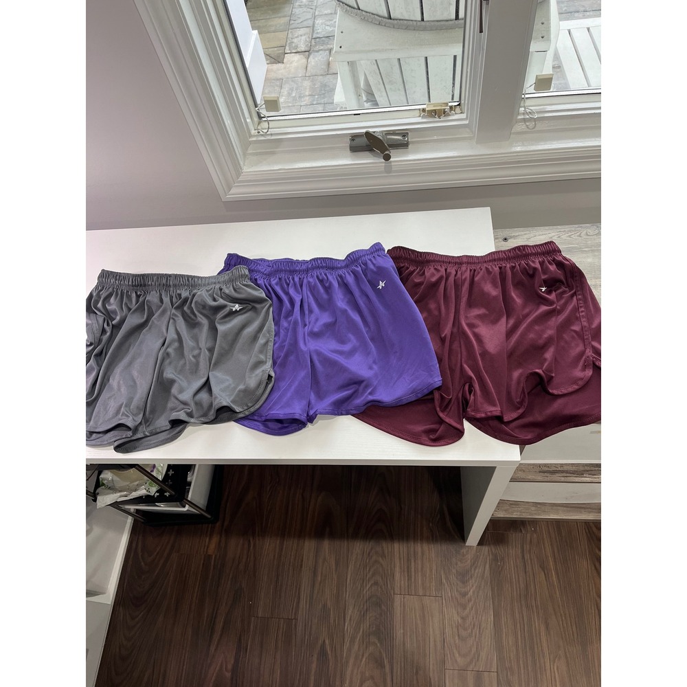 Alleson Athletic Womens Medium Running Shorts Bundle Grey Purple Maroon Set of 3